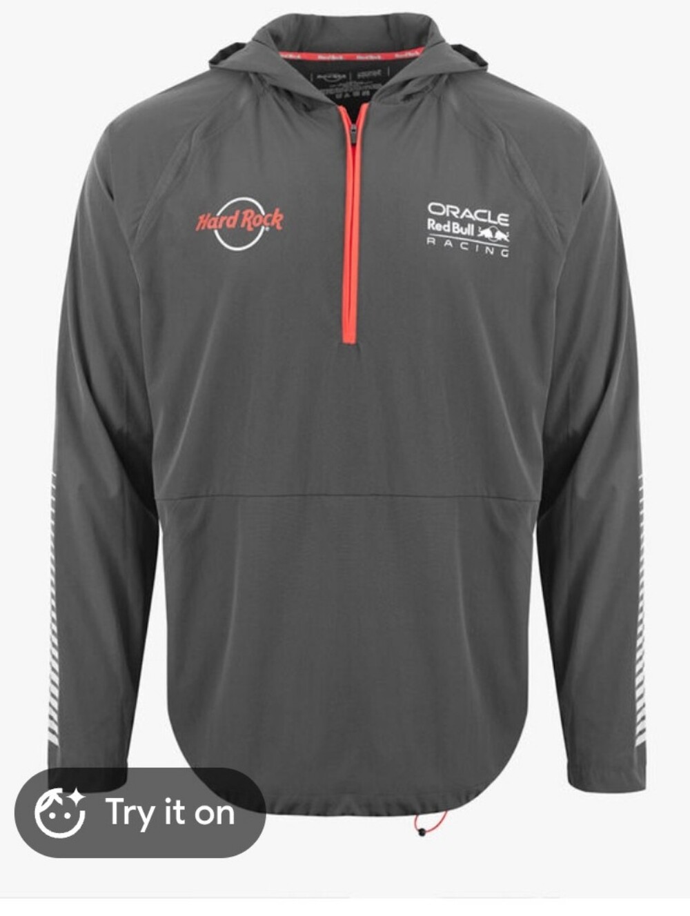 Hard Rock Oracle Red Bull Racing Grey Hooded Quarter Zip Sz Xl EUC